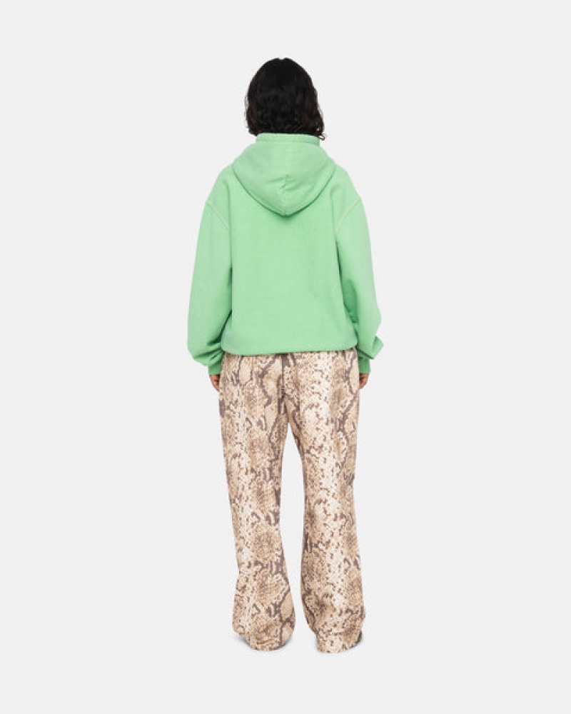 Stussy Contrast Stitch Label Hood Women Sweatshirts Green | DZT-6056