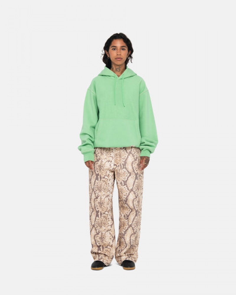 Stussy Contrast Stitch Label Hood Women Sweatshirts Green | DZT-6056