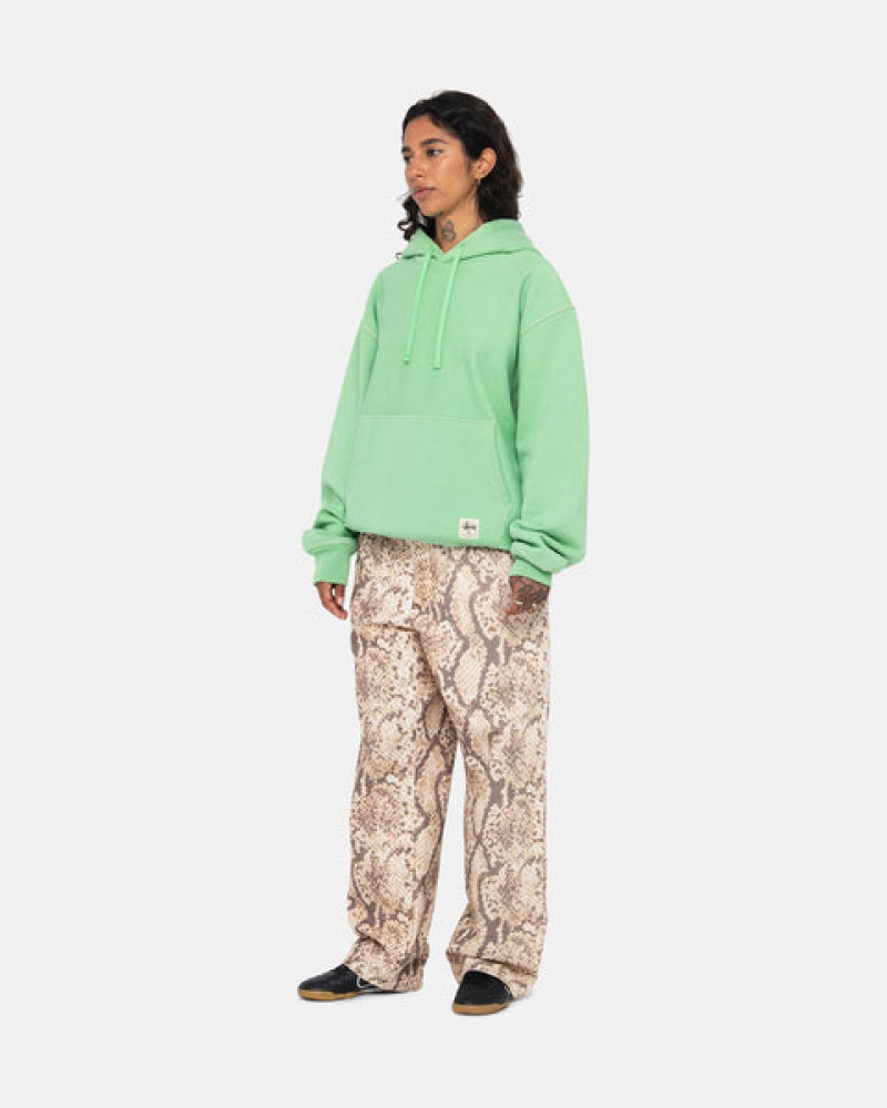 Stussy Contrast Stitch Label Hood Women Sweatshirts Green | DZT-6056