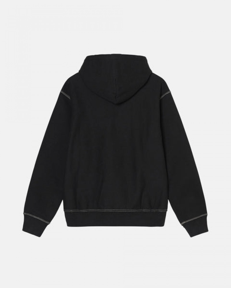 Stussy Contrast Stitch Label Hoodie Men Hoodie Black | MPT-6565