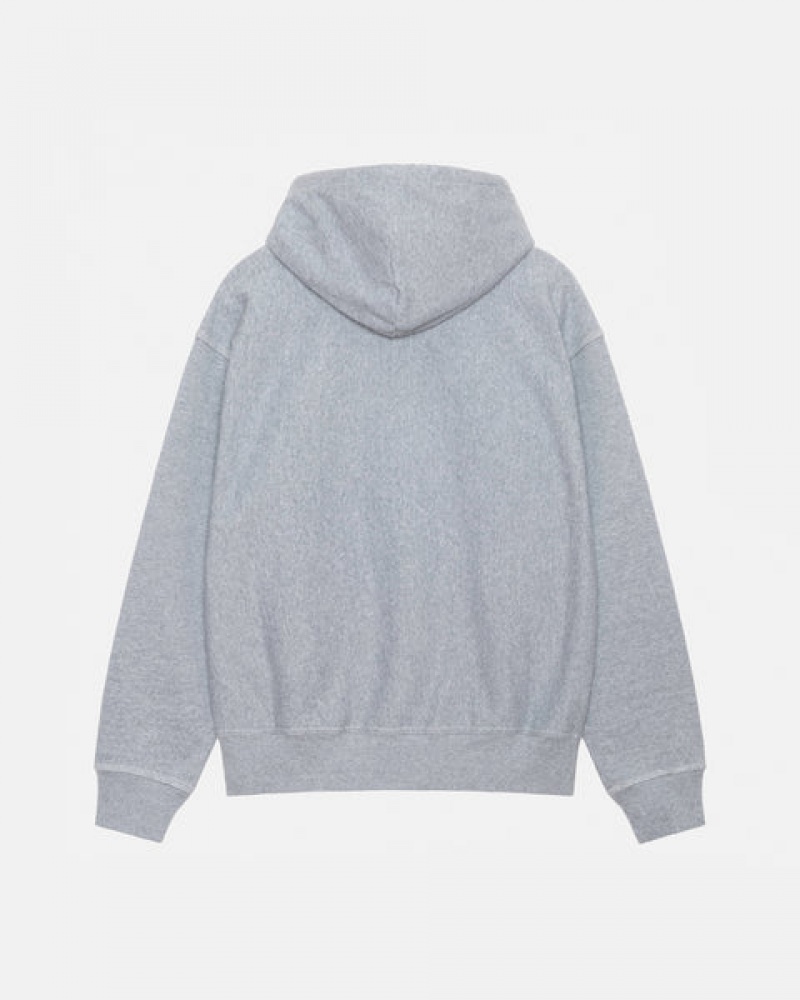 Stussy Contrast Stitch Label Hoodie Men Hoodie Grey | DVS-8940