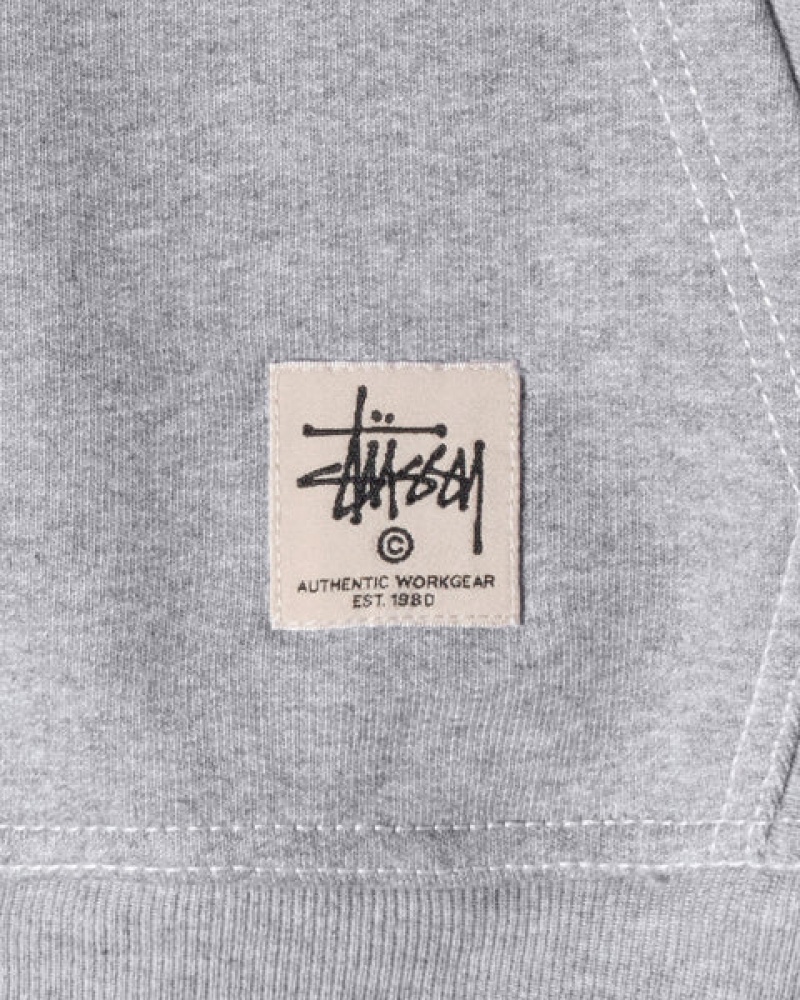 Stussy Contrast Stitch Label Hoodie Men Hoodie Grey | DVS-8940