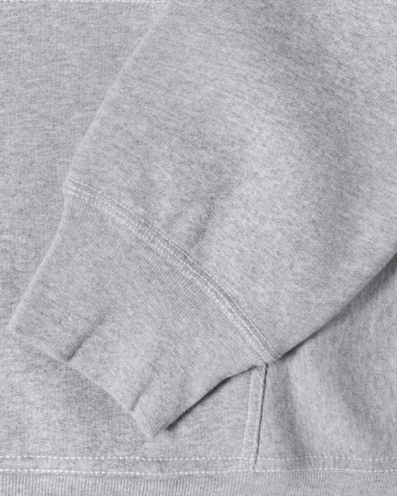 Stussy Contrast Stitch Label Hoodie Men Hoodie Grey | DVS-8940