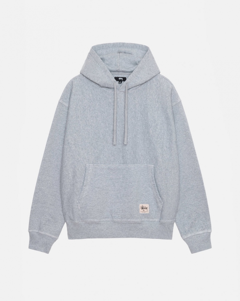 Stussy Contrast Stitch Label Hoodie Men Hoodie Grey | DVS-8940