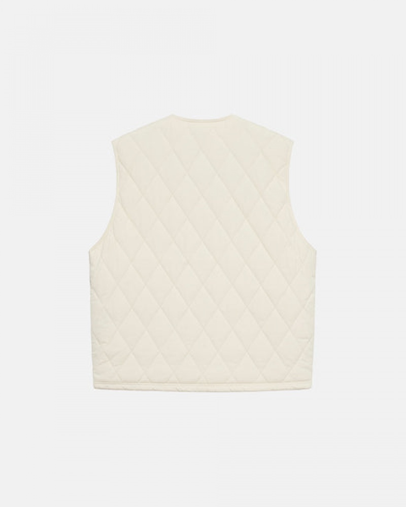 Stussy Diamond Quilted Vest Men Vest Cream | HYQ-7616