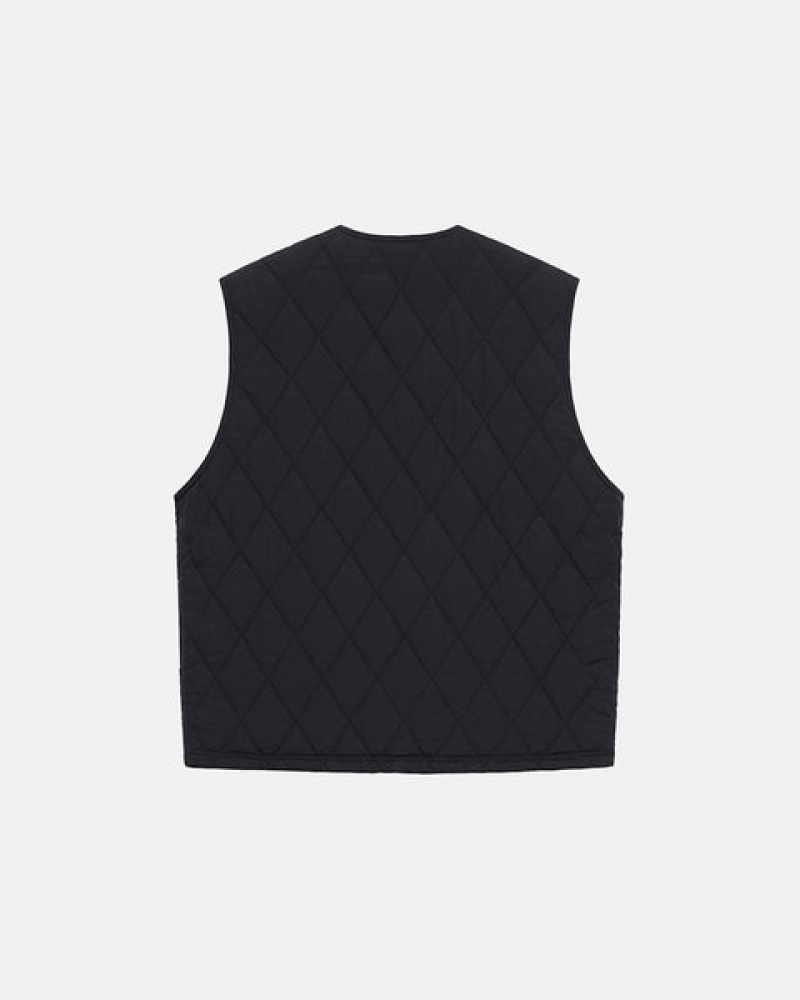 Stussy Diamond Quilted Vest Women Vest Black | VTM-3517