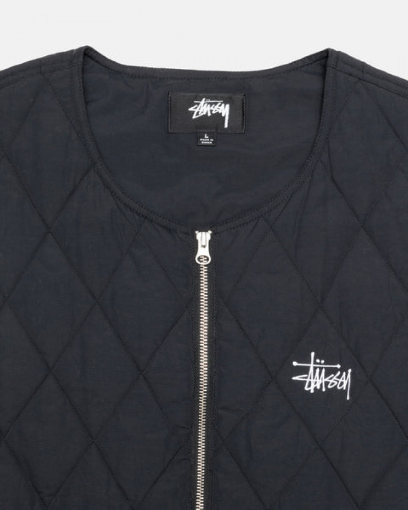 Stussy Diamond Quilted Vest Women Vest Black | VTM-3517