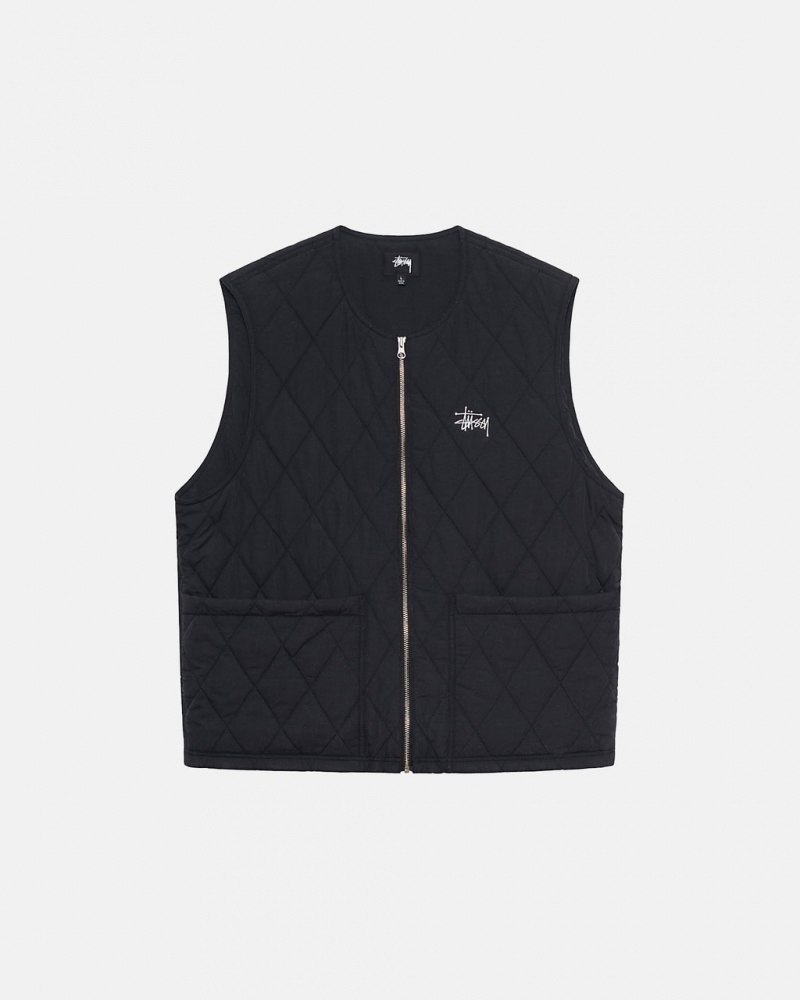 Stussy Diamond Quilted Vest Women Vest Black | VTM-3517