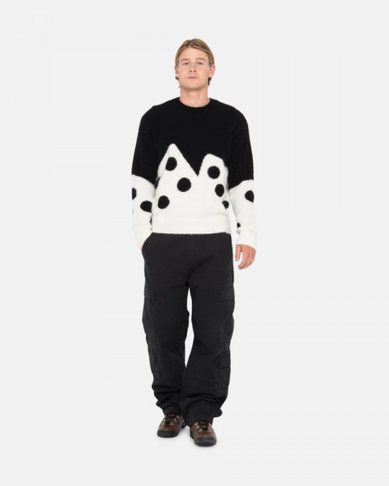 Stussy Dice Fuzzy Crew Men Sweaters Black | EKH-8148