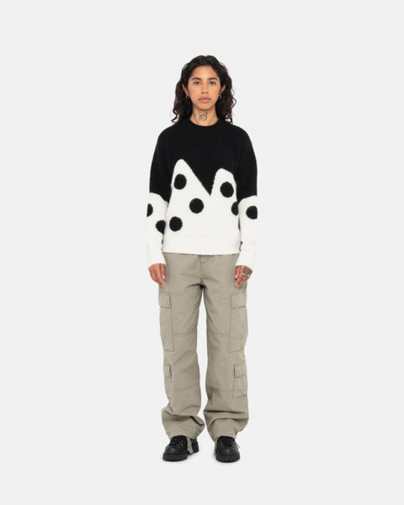 Stussy Dice Fuzzy Crew Men Sweaters Black | EKH-8148