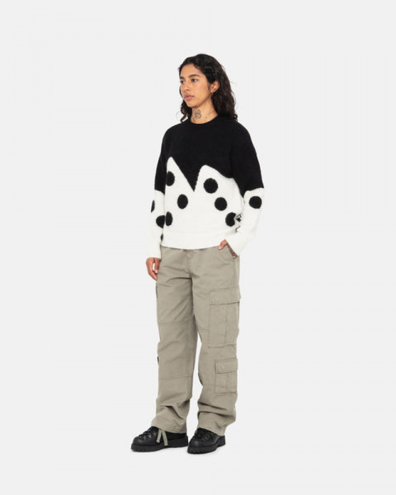 Stussy Dice Fuzzy Crew Men Sweaters Black | EKH-8148