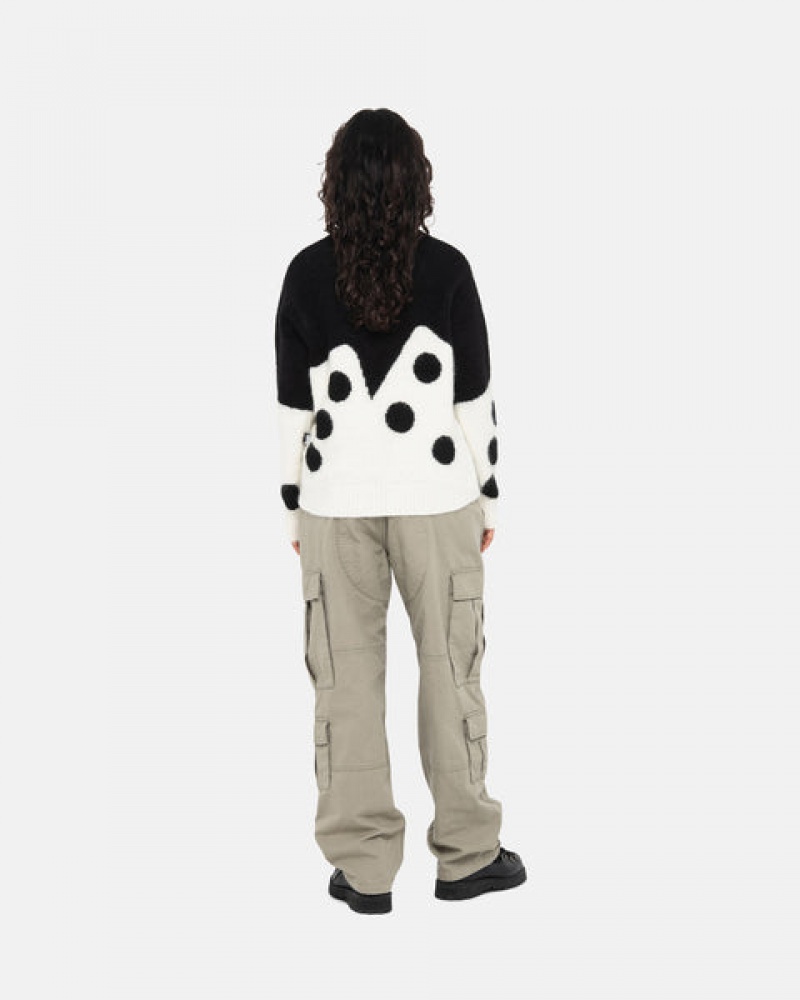 Stussy Dice Fuzzy Crew Men Sweaters Black | EKH-8148