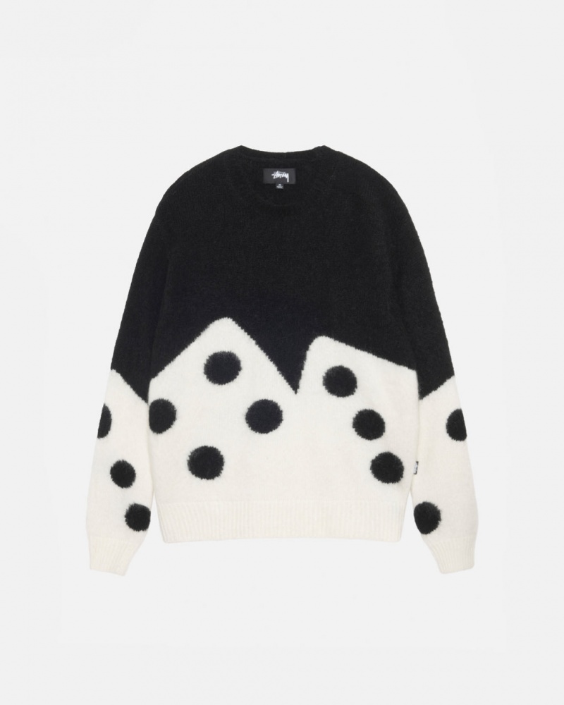 Stussy Dice Fuzzy Crew Men Sweaters Black | EKH-8148