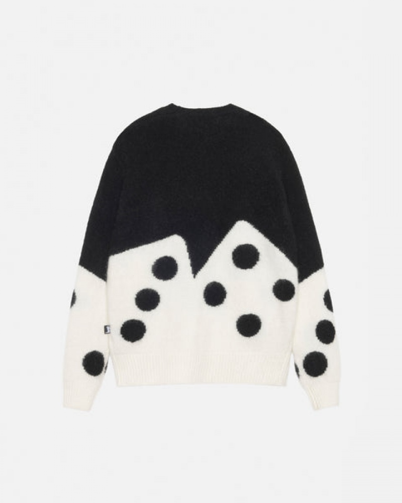 Stussy Dice Fuzzy Crew Women Sweaters Black | CRI-1140