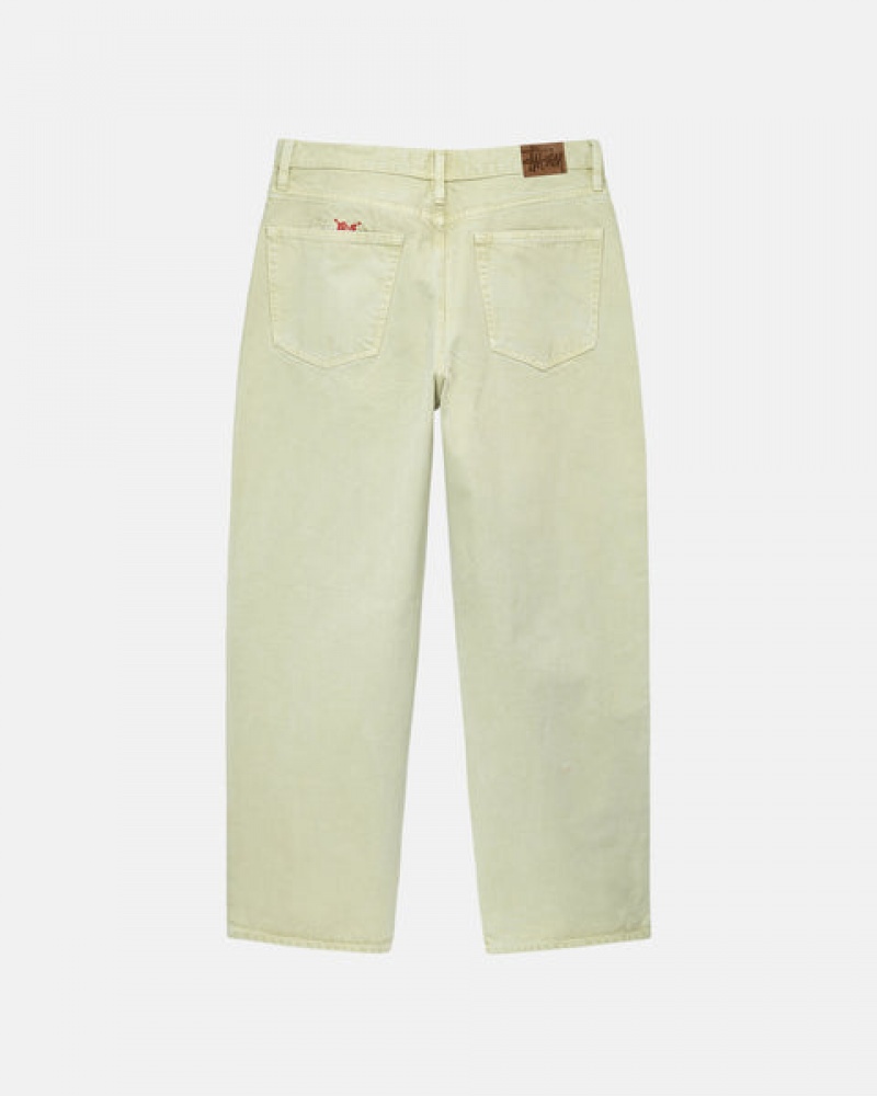 Stussy Double Dye Big 'Ol Jeans Men Pants Cream | ICN-7812