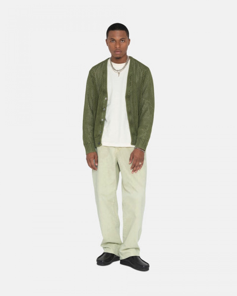 Stussy Double Dye Big 'Ol Jeans Men Pants Cream | ICN-7812