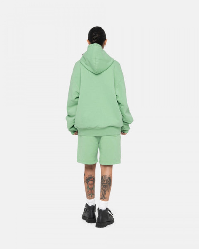 Stussy Double Face Label Zip Hoodie Men Hoodie Green | DMO-0009