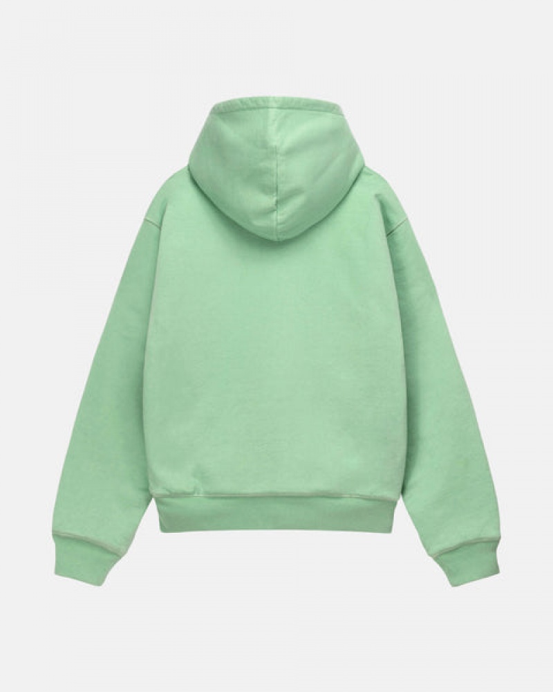 Stussy Double Face Label Zip Hoodie Men Hoodie Green | DMO-0009