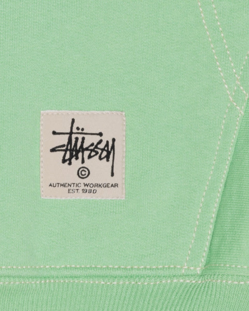 Stussy Double Face Label Zip Hoodie Men Hoodie Green | DMO-0009