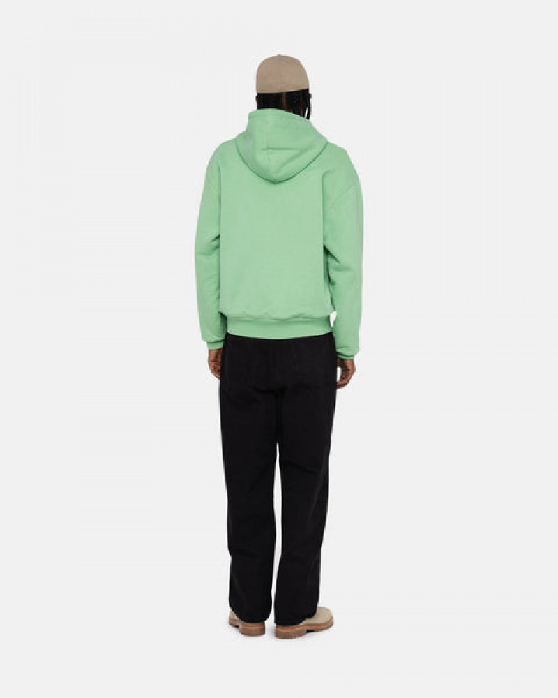 Stussy Double Face Label Zip Hoodie Men Hoodie Green | DMO-0009