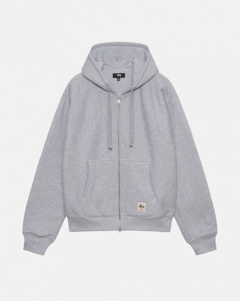 Stussy Double Face Label Zip Hoodie Men Hoodie Grey | EPK-7436