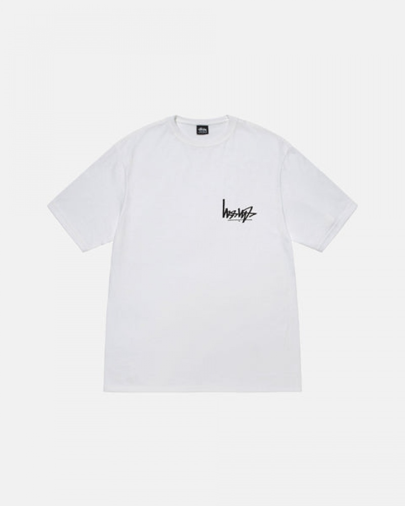 Stussy Flipped Tee Men T Shirt White | QWO-3589