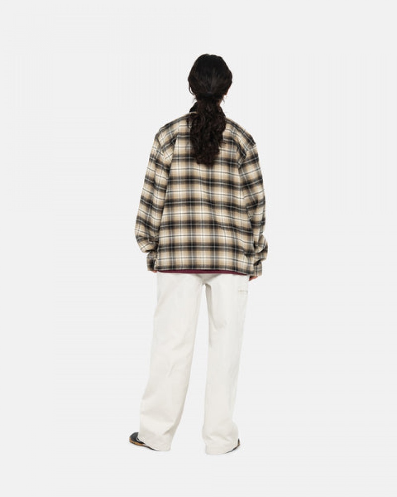 Stussy Frank Plaid Zip Shirt Women Shirts Dark Grey | DCR-0642