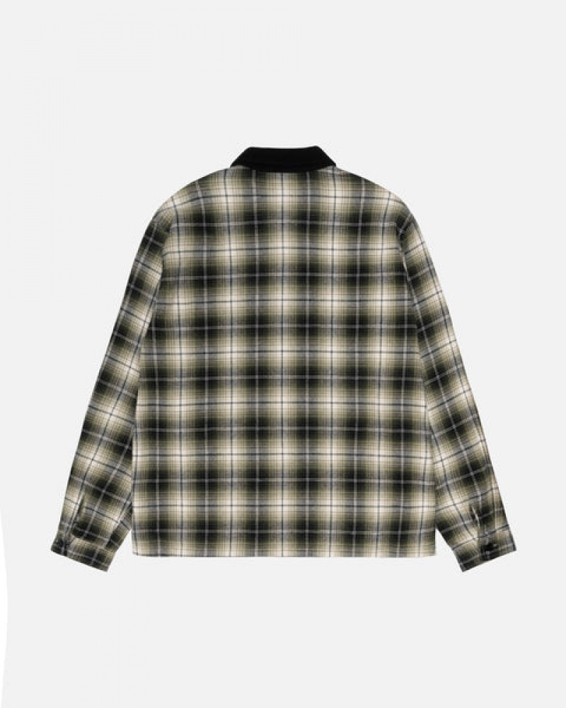 Stussy Frank Plaid Zip Shirt Women Shirts Dark Grey | DCR-0642