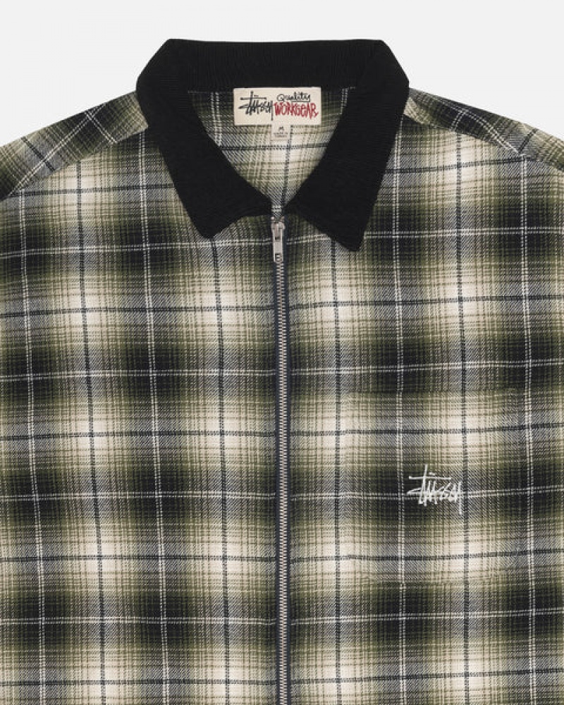 Stussy Frank Plaid Zip Shirt Women Shirts Dark Grey | DCR-0642