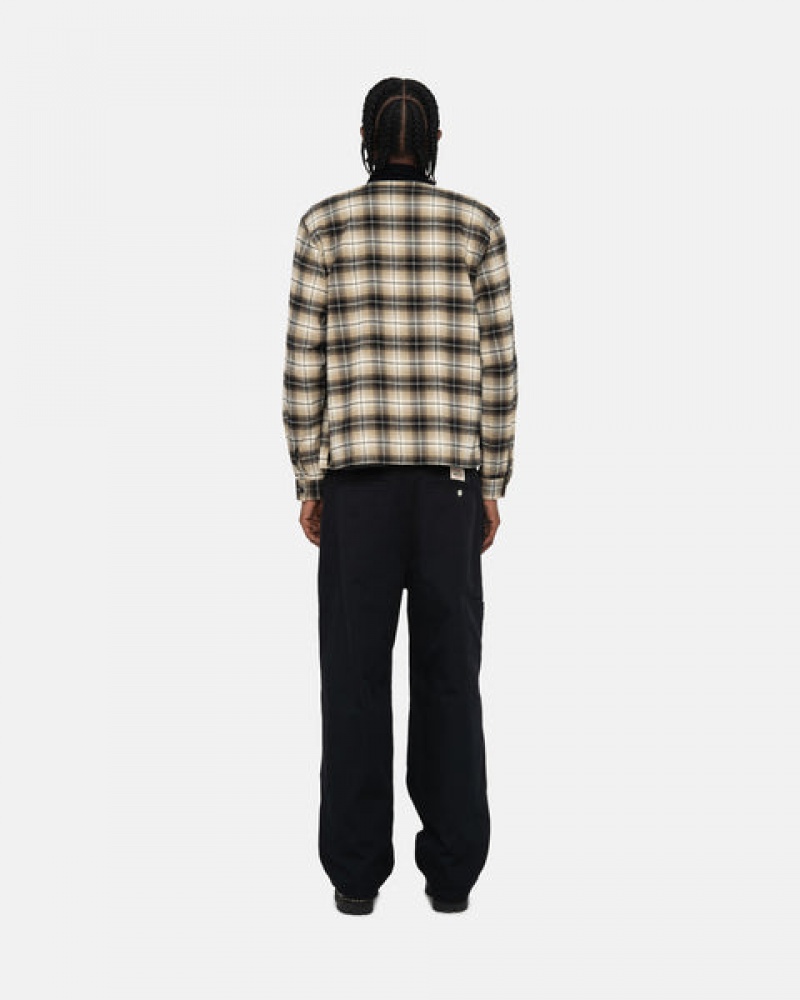 Stussy Frank Plaid Zip Shirt Women Shirts Dark Grey | DCR-0642