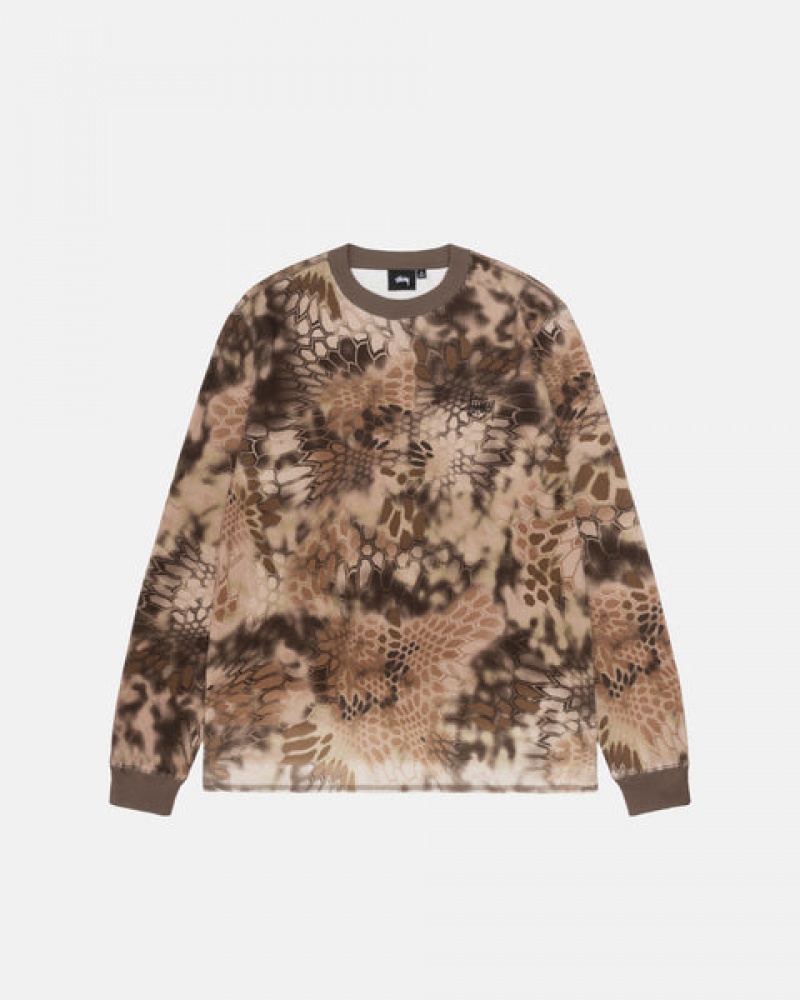 Stussy Kryptek Camo LS Thermal Men Tops Brown | QOU-9349