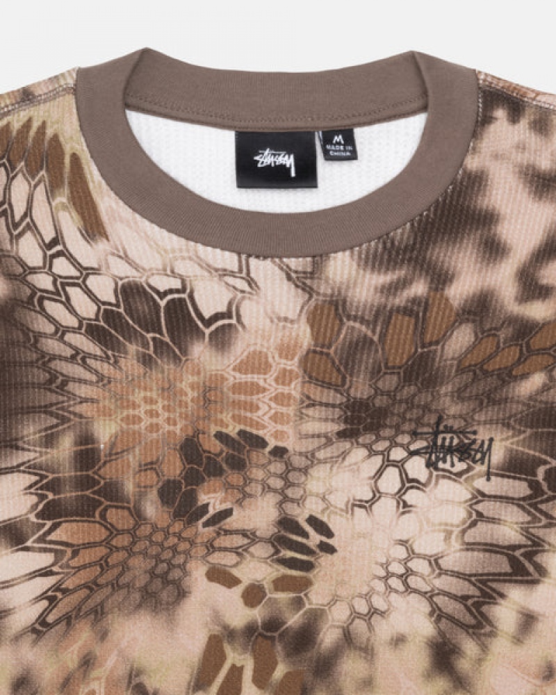 Stussy Kryptek Camo LS Thermal Men Tops Brown | QOU-9349