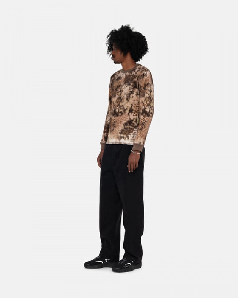 Stussy Kryptek Camo LS Thermal Men Tops Brown | QOU-9349