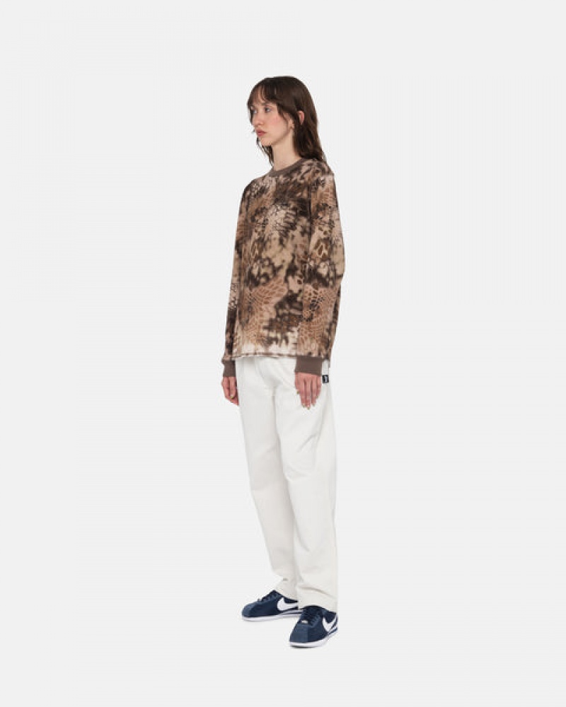 Stussy Kryptek Camo LS Thermal Men Tops Brown | QOU-9349