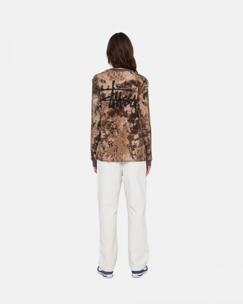 Stussy Kryptek Camo LS Thermal Men Tops Brown | QOU-9349