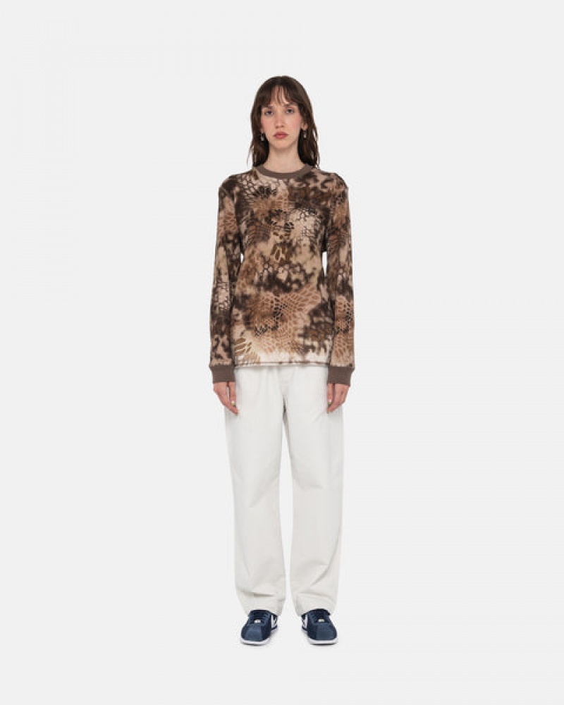 Stussy Kryptek Camo LS Thermal Women Tops Brown | KDD-3273