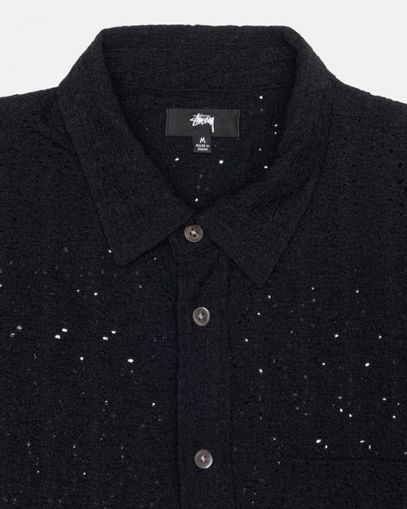 Stussy Lace Ls Shirt Men Shirts Black | DHW-0414