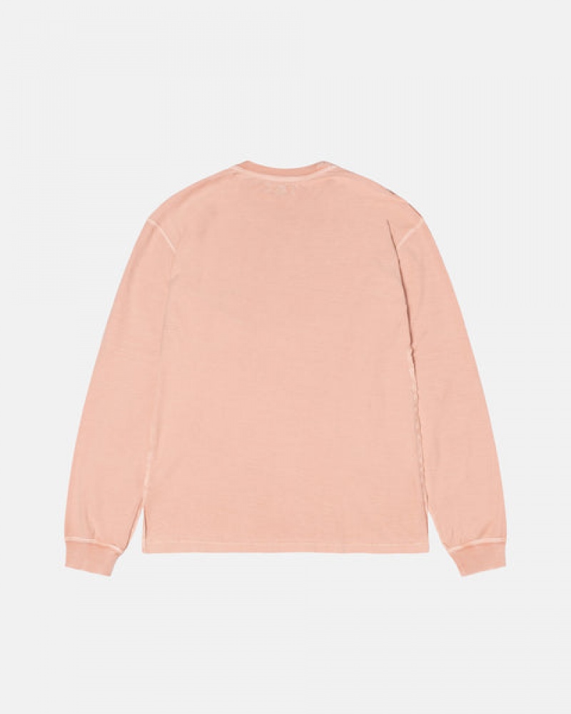 Stussy Lazy Ls Tee Men T Shirt Light Pink | XRU-6749