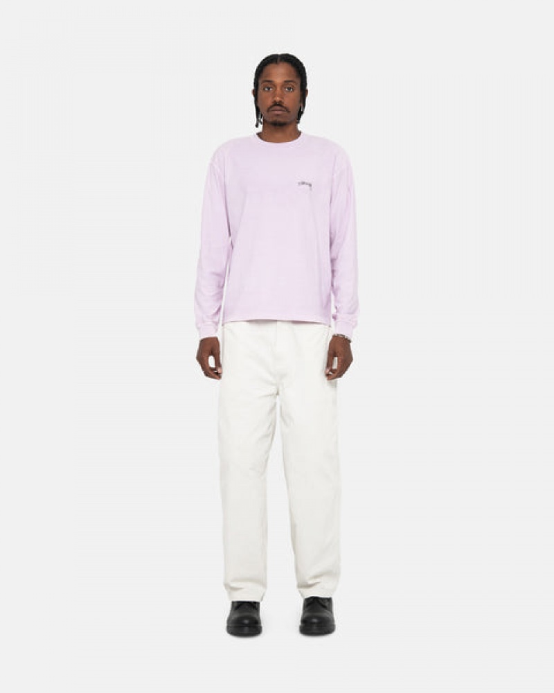 Stussy Lazy Ls Tee Men T Shirt Purple | XZD-7591