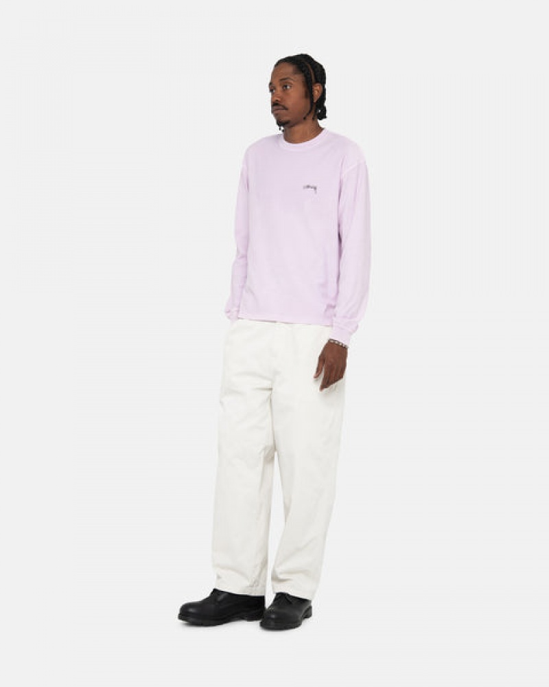 Stussy Lazy Ls Tee Men T Shirt Purple | XZD-7591