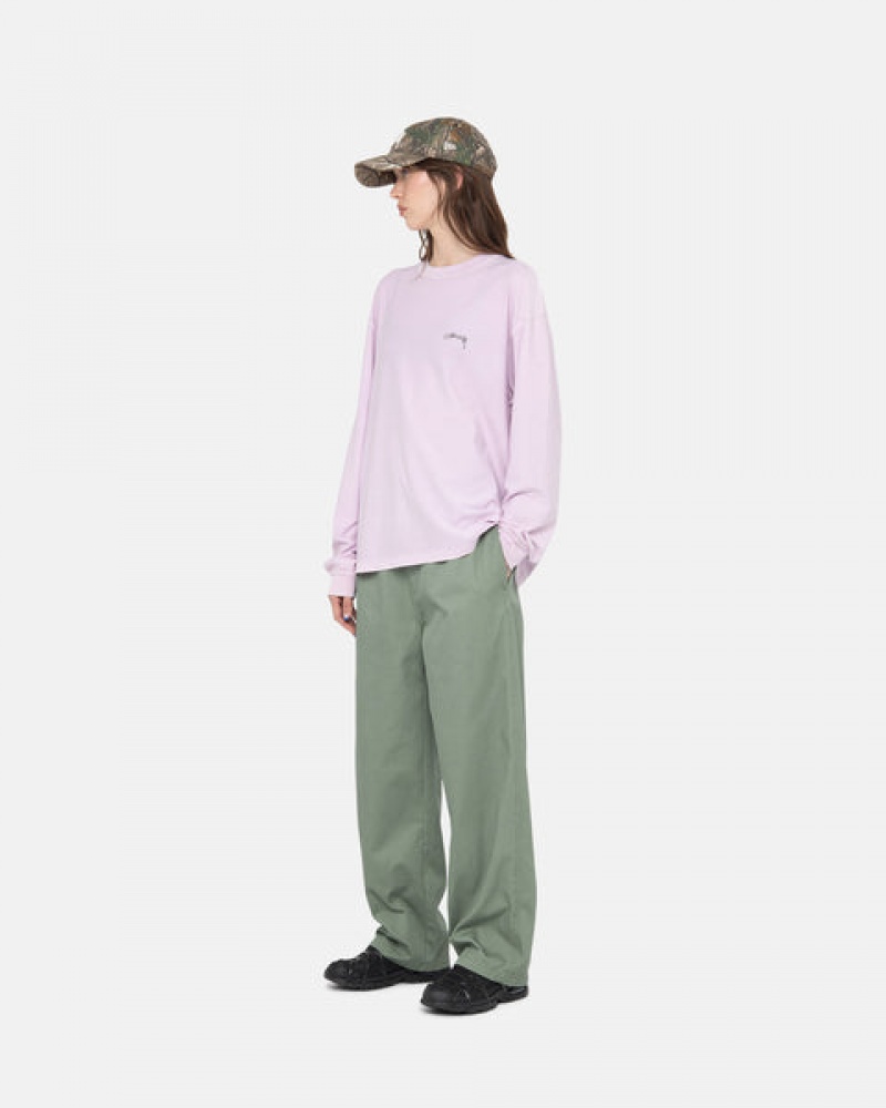 Stussy Lazy Ls Tee Men T Shirt Purple | XZD-7591