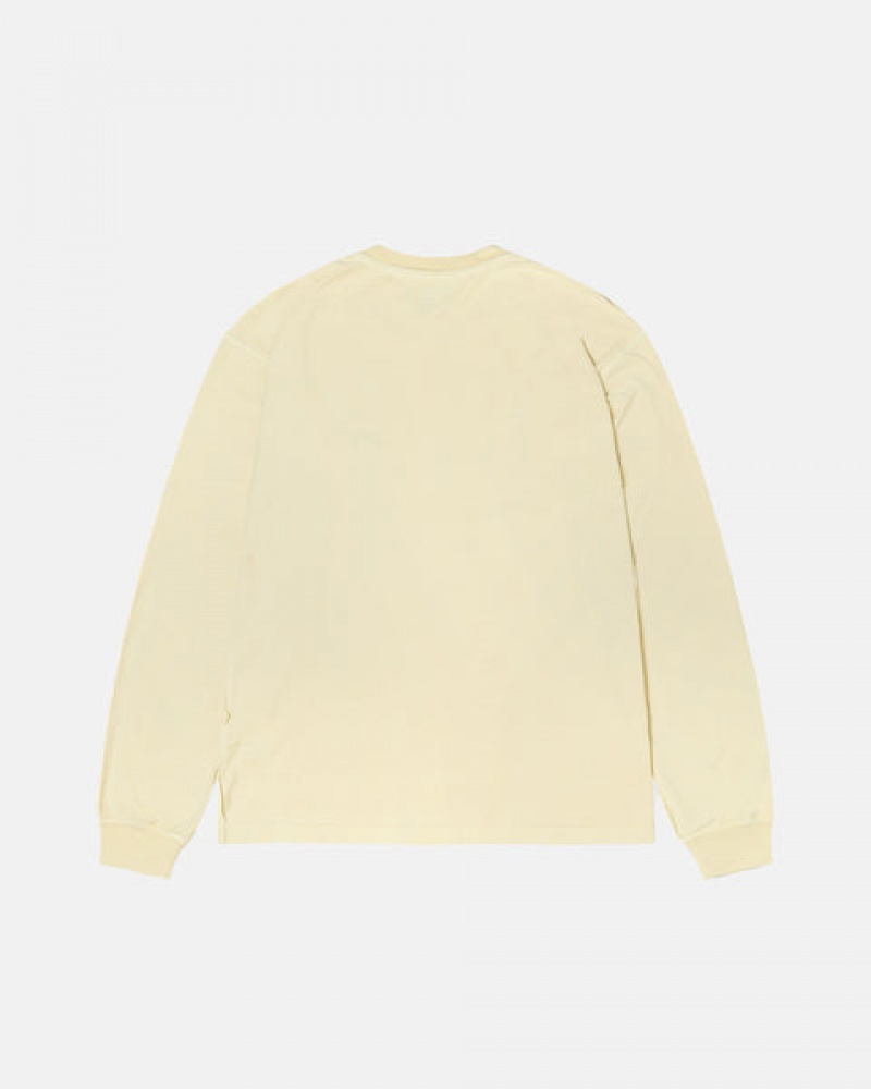 Stussy Lazy Ls Tee Men T Shirt Yellow | GKL-7438