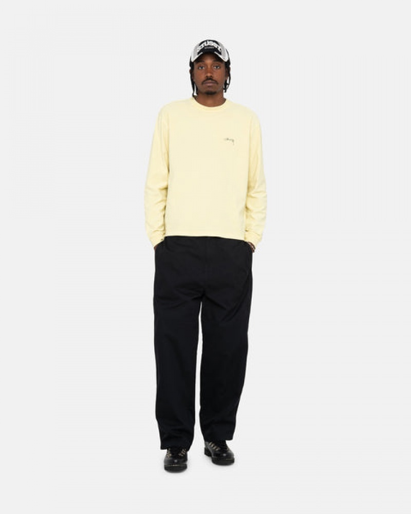 Stussy Lazy Ls Tee Men T Shirt Yellow | GKL-7438