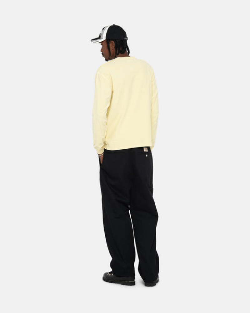 Stussy Lazy Ls Tee Men T Shirt Yellow | GKL-7438