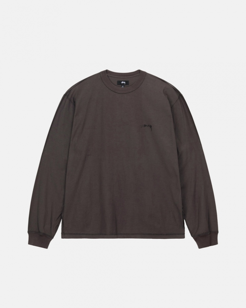 Stussy Lazy Ls Tee Men Tops Black | MZY-9233