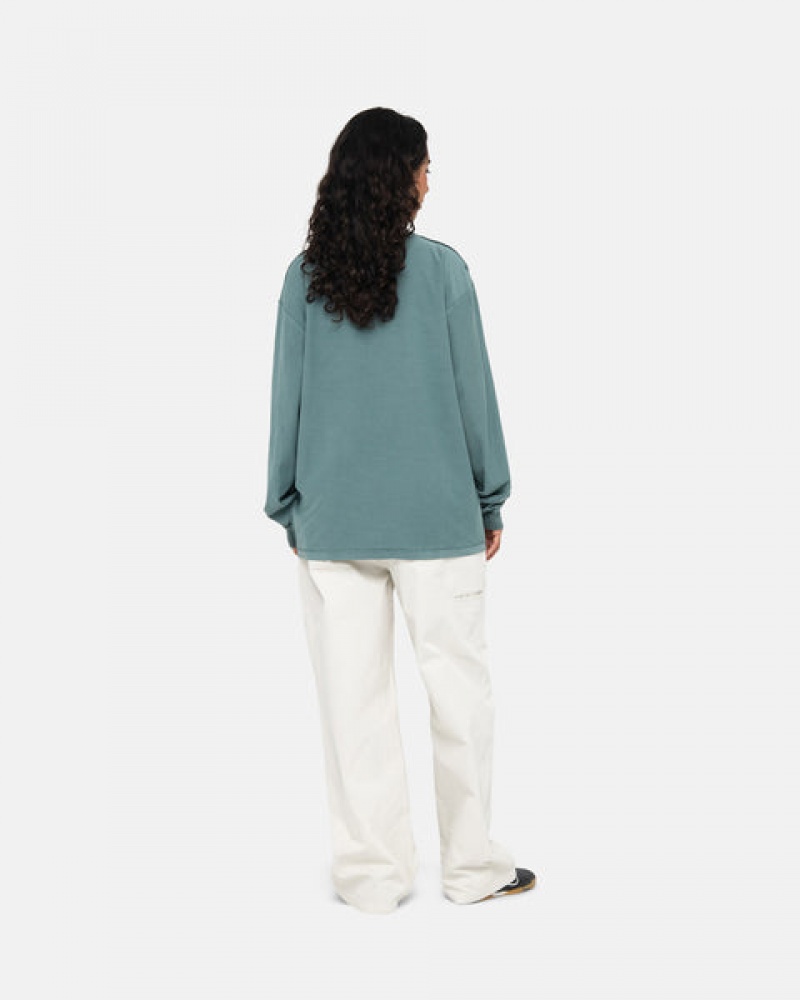 Stussy Lazy Ls Tee Men Tops Turquoise | KCX-1945