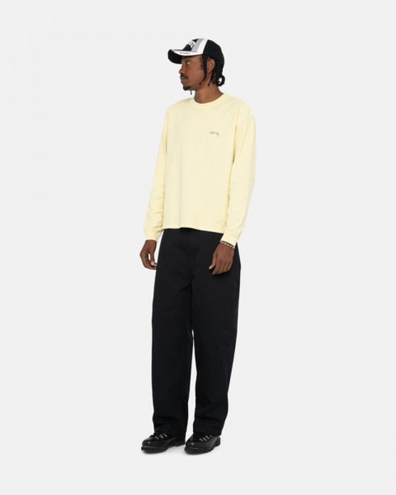 Stussy Lazy Ls Tee Men Tops Yellow | URE-7504