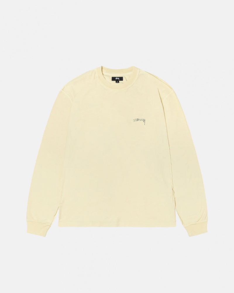 Stussy Lazy Ls Tee Men Tops Yellow | URE-7504