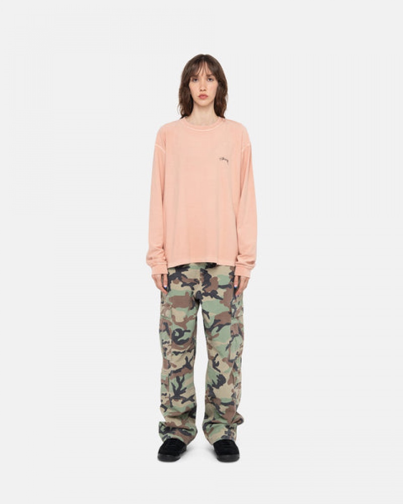 Stussy Lazy Ls Tee Women T Shirt Light Pink | HZN-9631