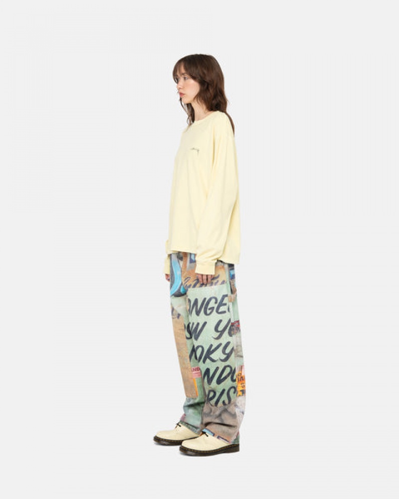 Stussy Lazy Ls Tee Women T Shirt Yellow | KJX-2611